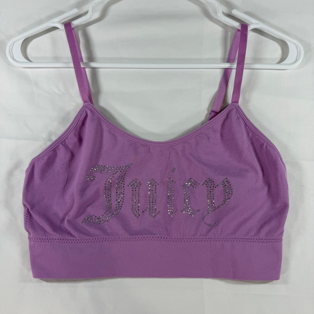 Juicy Couture Intimates Purple Rhinestone Logo Seamless Bralette XL